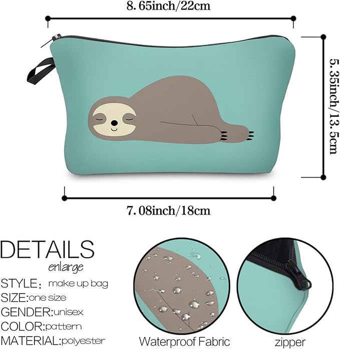 Deanfun Cosmetic Bag for women, Small makeup pouch Travel bags for toiletries waterproof Sloth gifts (51806)
