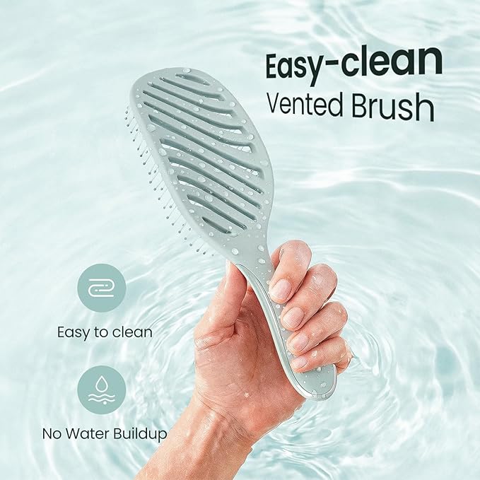 AIMIKE Detangling Hair Brush, Wet Dry Vented Detangler Brush with Soft Bristles, Gentle Detangler for Fine & Thin Hair, Easy-clean Vent Hairbrush for Women and Kids