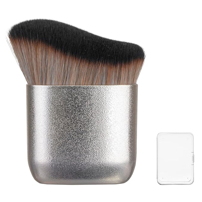 Self Tanner Brush for Face and Body,Kabuki Foundation Brush for Flawless Leg Makeup,Self Tan Applicator for Bronzer,Tan Mousse,Lotion and Sunless Tanning,Vegan Body Makeup Brush case (grey)