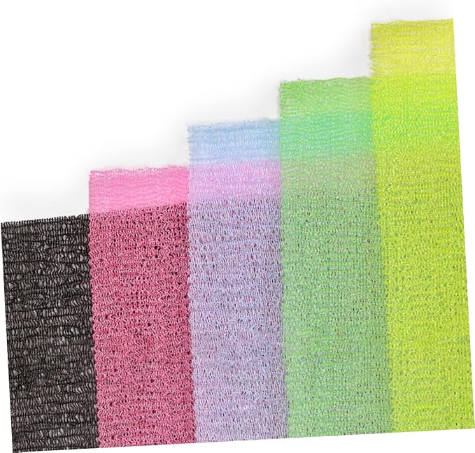 Beaupretty 5pcs Exfoliating Back Scrubber Strap Comfortable Body Washer for Shower for Skin Health and Circulation Bathing Accessory Random Colors