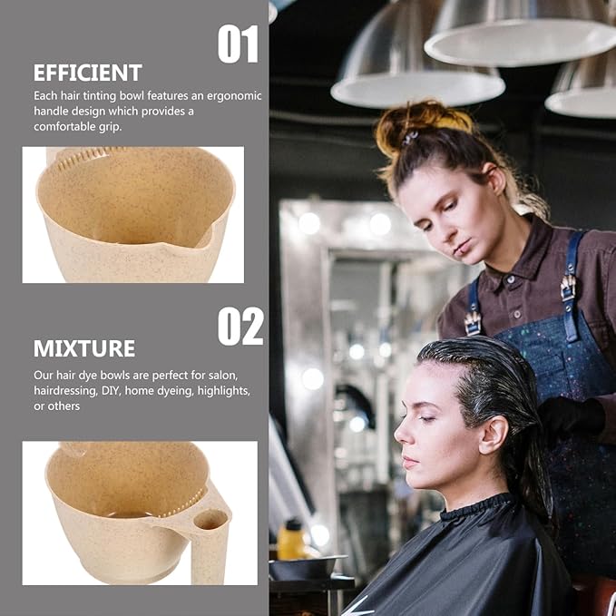MERRYHAPY Hair Dye Mixing Bowl Portable 2-Pack with Ergonomic Handle and Anti-Slip Base 3.15In Hair Color Bowls for Salon and Home Coloring