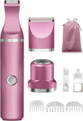 Pubic Hair Trimmer for Women-Unibono Bikini Trimmer, Replaceable 3-in-1 Electric Razors for Women, Electric Shaver in Poweverful Motor, Waterproof Personal Trimmer for Body Hair (Rose Red, RR-1)