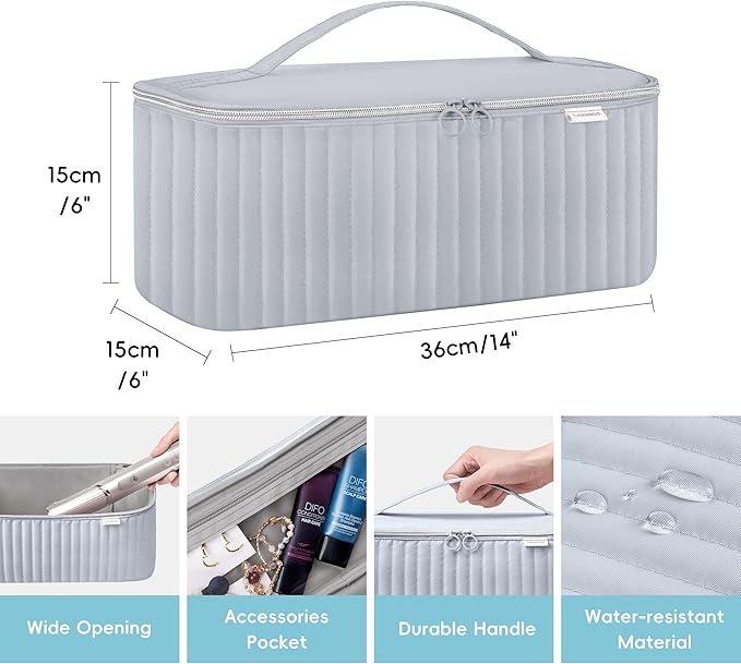 Travel Carrying Case for Hair Dryer Shark Flexstyle Dyson Airwrap Brush Hair Accessories Tools Storage Bag for Revlon Hairdryer Styler Organizer (Silver Gray)