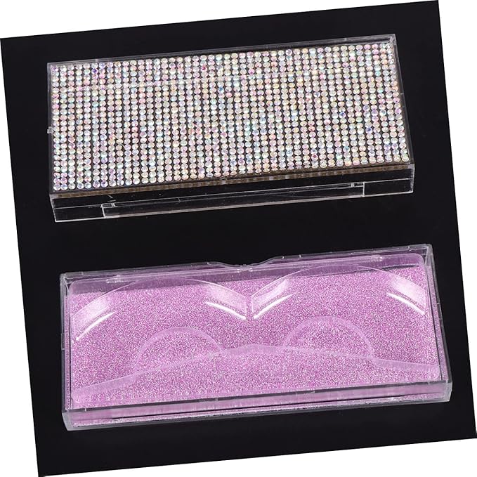 Shiny Eyelash Storage Case Set 2pcs Rhinestone Lash Containers Stylish Convenient