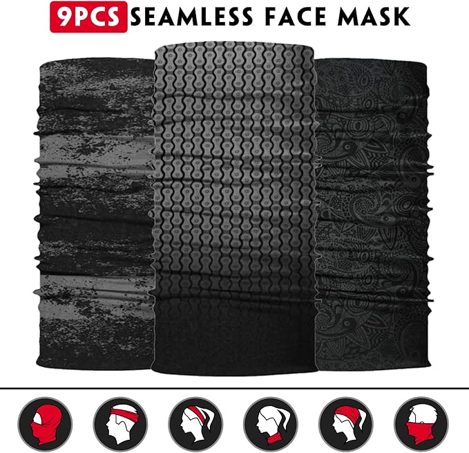 Venswell Neck Gaiter Face Mask Men Women,Seamless Bandana Rave Face Cover Scarf Mask,Balaclava,Headband, Head Wrap,Headwear
