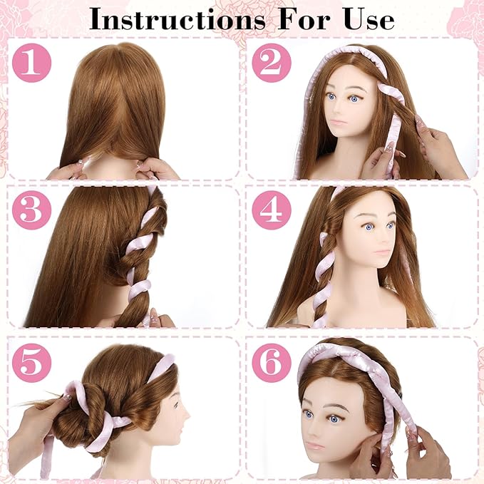 Heatless Curling Rod Headband, Heatless Curls Overnight Headband for Short Long Hair No Heat Overnight Curls with Thin Curlers to Sleep In Lazy Natural Soft Wave DIY