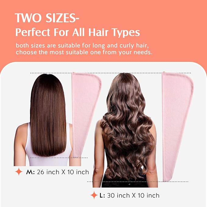 YFONG 2 Pack Microfiber Hair Towel Wrap for Women, Super Absorbent Quick Dry Hair Turban for All Hair Style Anti Frizz, Large Hair Drying Towel with Button