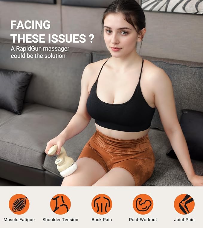 Prime Handheld Mini Orbital Therapy Massager - Rotating & Vibrating Deep Tissue Massager, Adjustable Multi-Speed Trigger Point Massage Tool for Body Pain Relief, Portable Muscle Recovery Gift