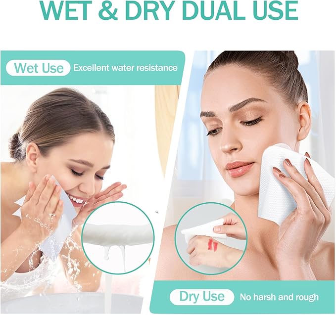 Tahoe Trails Disposable Face Towel, Soft Dry Wipe, Lint Free, Dry Wet Use for Sensitive Skin, Cotton Facial Tissue, Makeup Removing, Surface Cleaning 7.87 * 7.87inch, 80Count