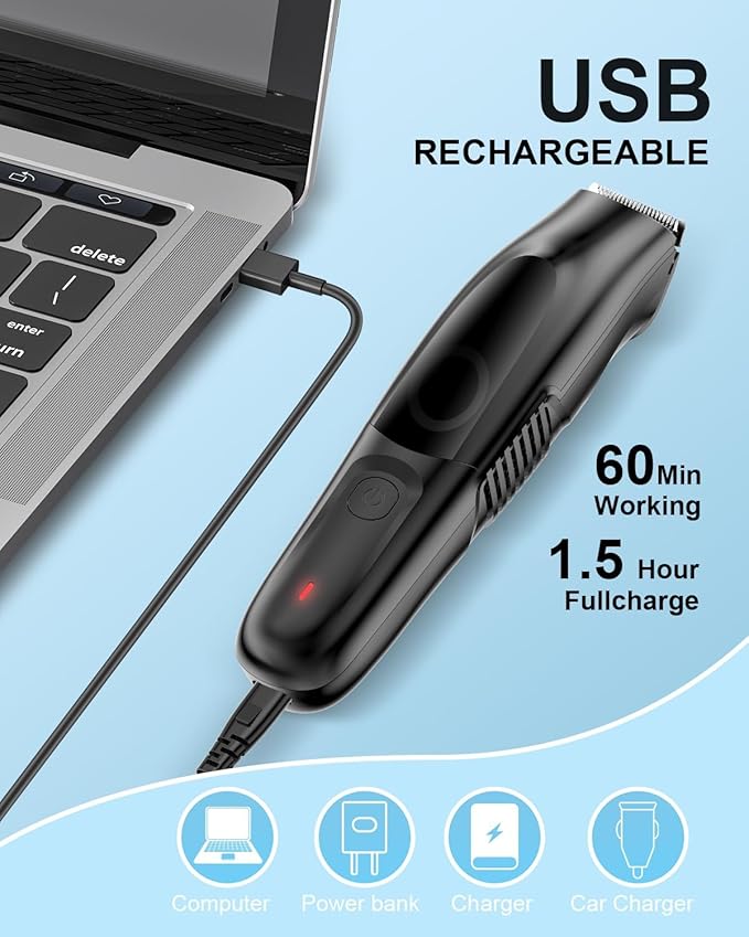 Body Hair Trimmer, Vacuum Clippers with Hair Suction, Waterproof, Electric Bikini Trimmer with Body Clippers for Cut Leg, Chest, Arm, USB Recharge