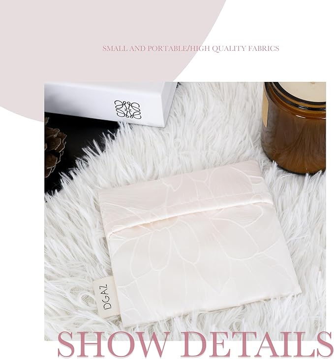 DGAZ Sanitary Napkin Storage Bag, Period Bag for Teen Aged Girls, Portable Period Bag for Panty Liners/Menstrual Cup/Small Tampons，Mini Makeup Bag for Purse(Snowflake)