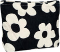 Cute Makeup Pouch for Women Flower Small Make Up Bag for Purse Zipper Initial Cosmetic Bags Pouches for Purse Aesthetic Travel Toiletrybags Gift,Black White Floral