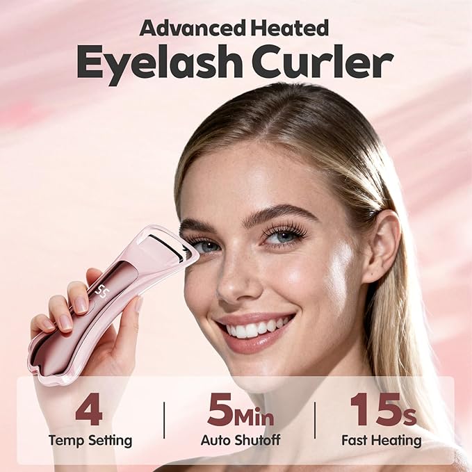 Heated Eyelash Curler Fast Heat up Within 15s, Electric Eyelash Curlers with 4 Temperature Modes for 24H Long-Lasting Eyelash Curls, Cute Cat Paw Lash Curler Gentle Safe, Type-C Rechargeable