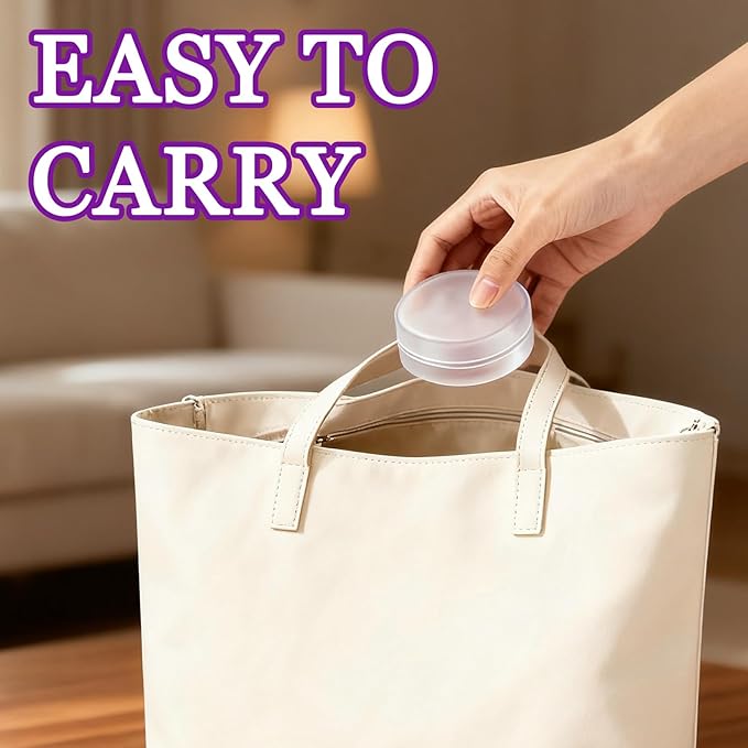 2 Pcs Portable Cotton Round Holder, Plastic Lightweight Cotton Round Dispenser, Small White Transparent Cottons Pads Holder for Makeup Remover Cottons Balls Powder Puff Floss Balls Beads Small Items