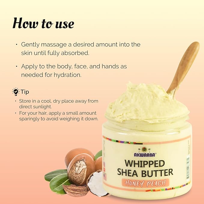 AKWAABA Whipped Shea Butter (Creamy Coconut) – Nourishes & Moisturizes | Made with Shea Butter | No Dyes & Parabens | 12 oz / 340 g