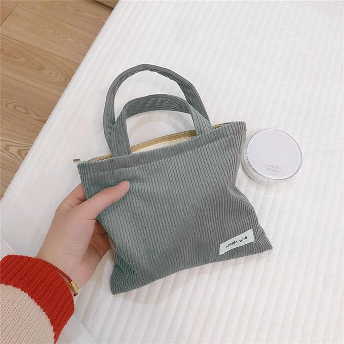 Wudygirl Makeup Bag Travel Cosmetic Bag for Women Small Makeup Pouch with Handle Zipper Cosmetic Pouch Handbag Aesthetic (Dark Gray)