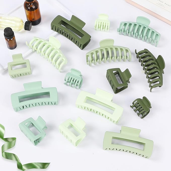 Hair Claws 16 Pcs Hair Clips for Women Thin Thick Curly Hair Large and Small Matte Banana Clips Strong Hold Nonslip