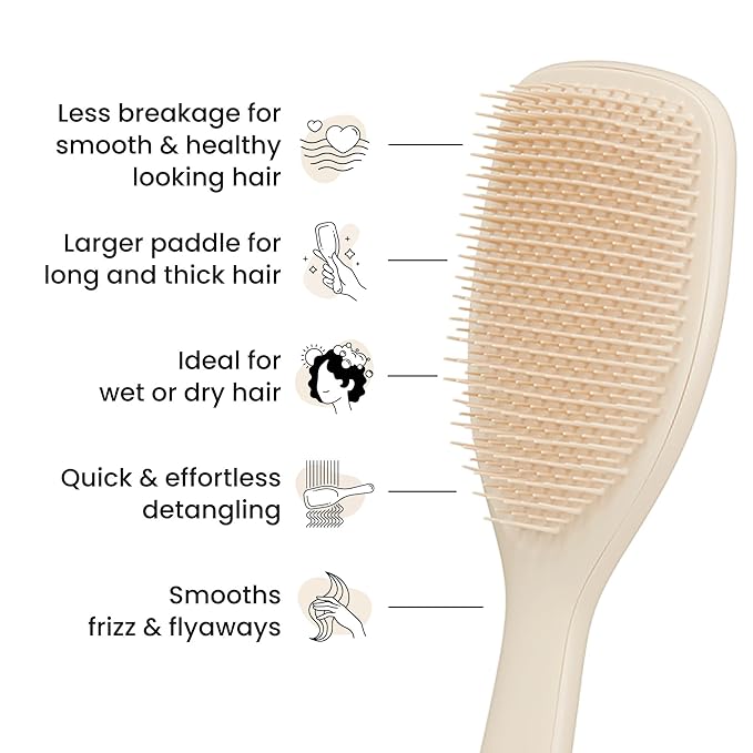 Tangle Teezer Large Ultimate Detangler Hairbrush for Wet & Dry Hair, Eliminates Knots & Reduces Breakage for Long, Thick, & Curly Hair Types, Vanilla