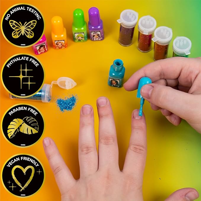 Rainbow High Rainbow Nail Salon by Horizon Group USA, Includes 5 Nail Polishes, Nail Stickers, Stick-On Nails, Glitter & Nail Dryer, Nail Art Kit for Girls Ages 7-12