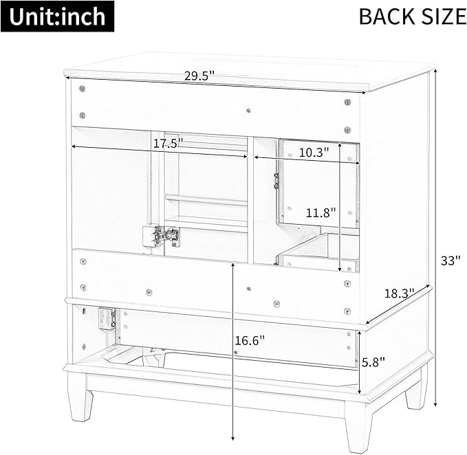 30" Bathroom Vanity with Sink, Harper & Bright Designs Free Standing Single Vanity Set with 3 Drawers and One Door with Storage Racks, Wood Storage Cabinet with Ceramic Basin for Bathroom, Light Green