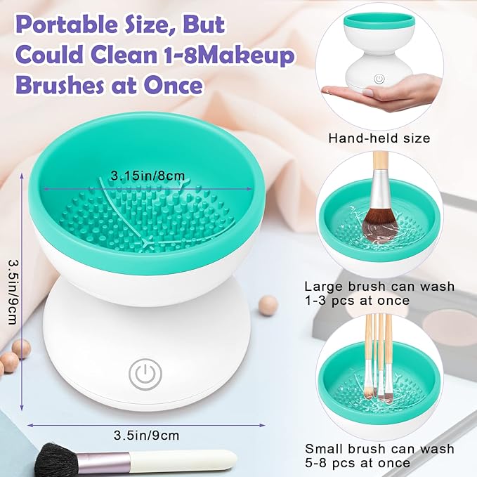 Electric Makeup Brush Cleaner, Luxiv Wash Makeup Brush Cleaner Machine Fit for All Size Automatic Spinner Dryer, Beauty Blender Washer