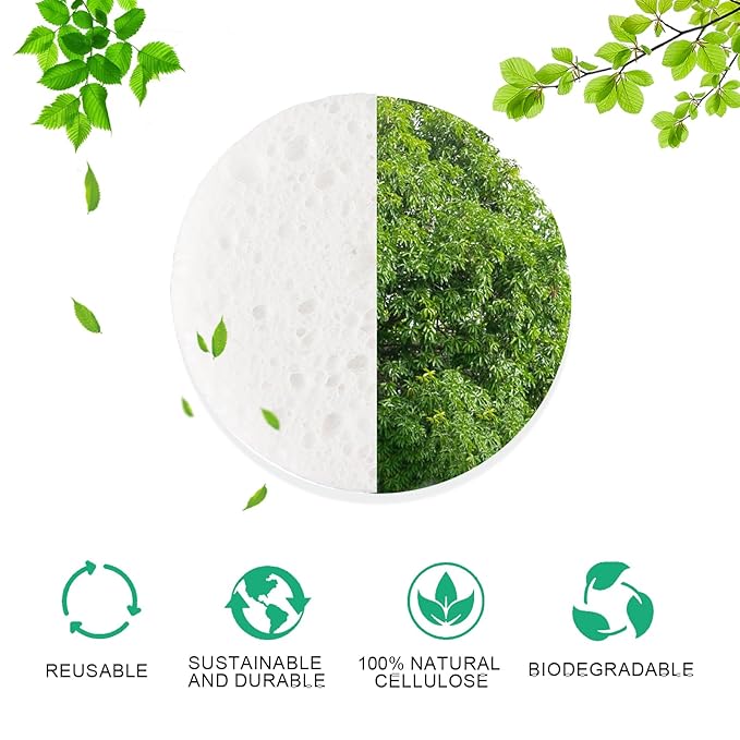 50-Count Compressed Facial Sponges, 100% Natural Cellulose Spa Sponge Perfect for for Daily Cleansing, Exfoliating, Removing Dead Skin and Makeup Removal