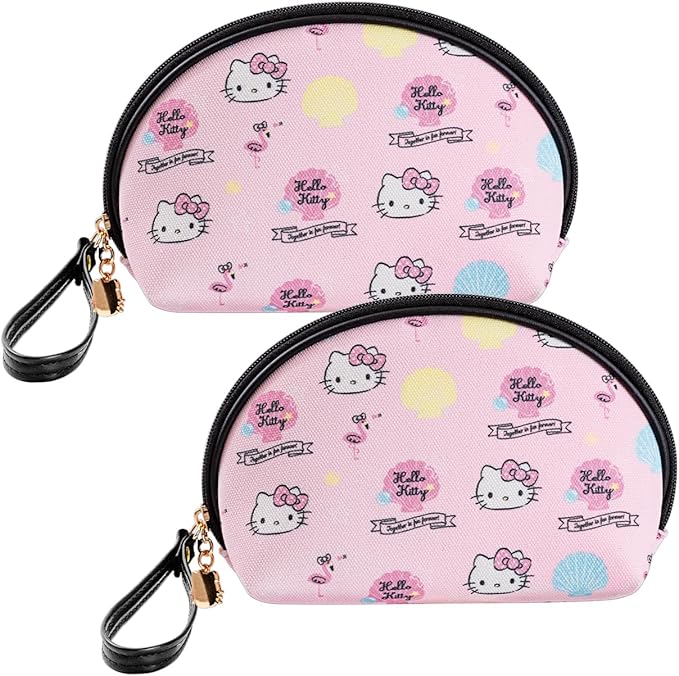 AmBealla 2PCS Cosmetic Bag Portable Storage Bag for Women,Cute Compact Travel Makeup Bag for Keys and Phone,Portable Bag for Girls,Pink