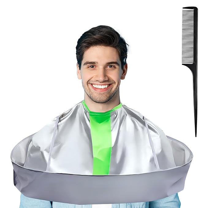 Hair Cutting Capes for Adults, Professional Haircut Cape Umbrella Waterproof Salon Barber Cape Hairdressing Apron, with 1PCS Black Comb