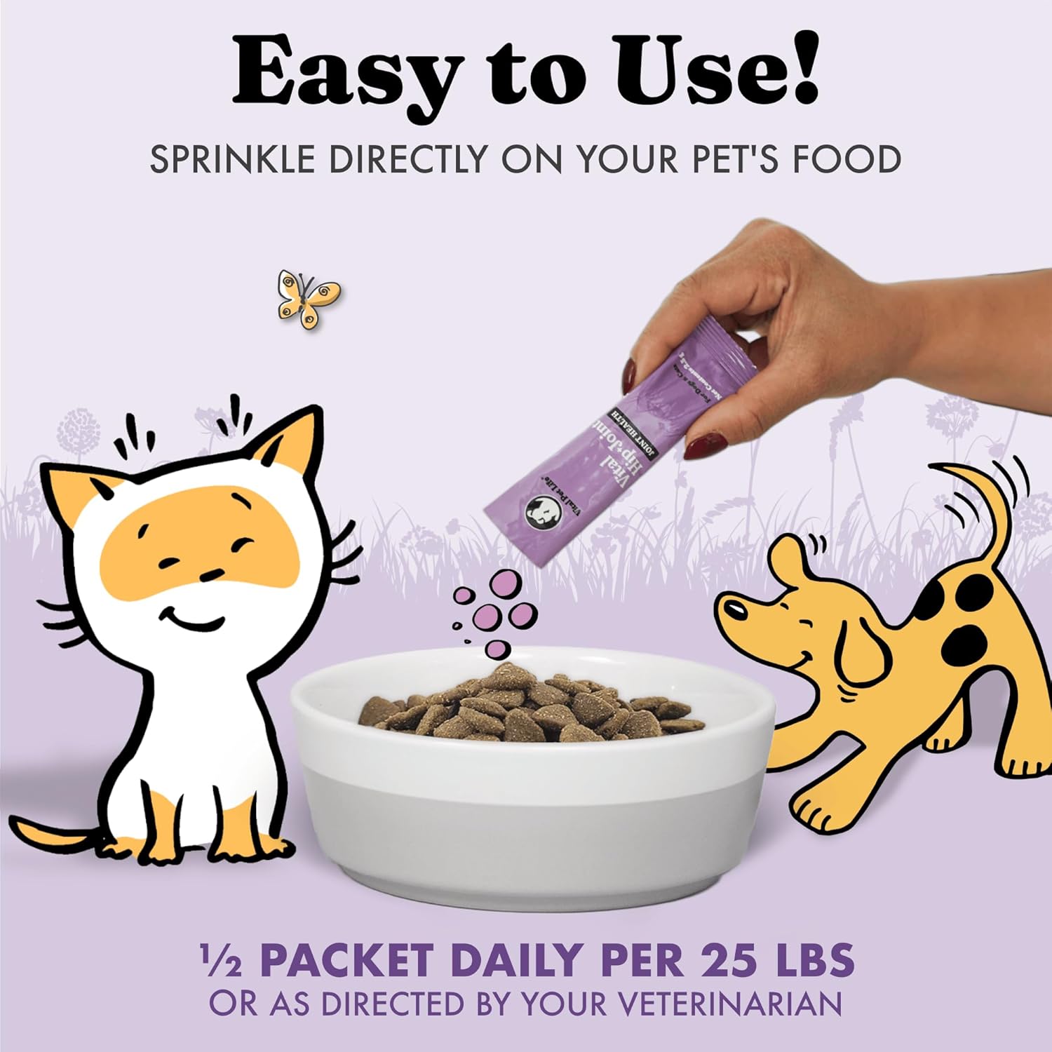 Vital Hip & Joint Supplement for Dogs and Cats - Dog Joint Supplement, Mobility Support, Inflammation Defense, Green Lipped Mussels, Krill, Collagen for Dogs, Veterinarian Developed, 30 Packets