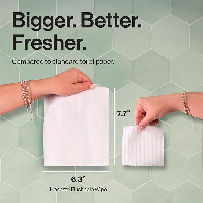 The Honest Company Hypoallergenic Flushable Wipes for Sensitive Skin, Gilded Wings, 126 Count