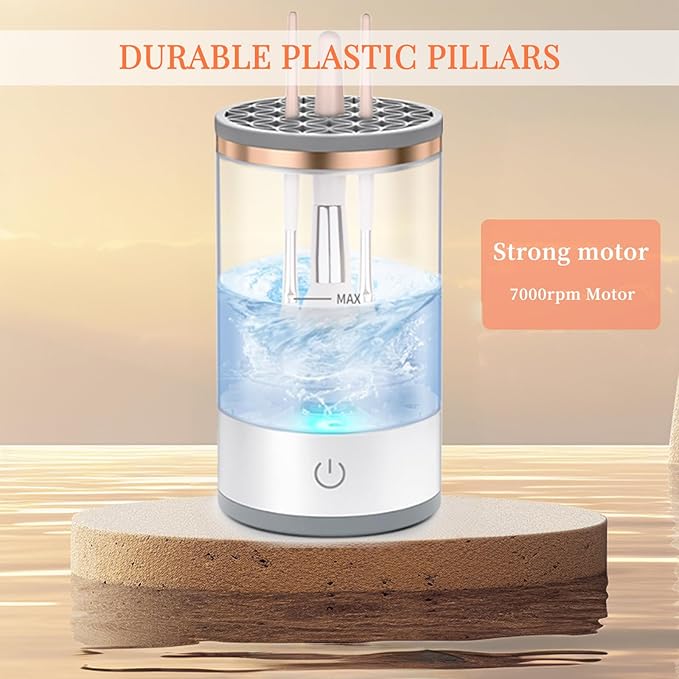 MOODTALK Multi-Function Electric Makeup Brush Cleaner - Automatic, Energy Saving Makeup Brush Cleaner and Dryer, Makeup Brush Cleaning Machine, X1, White