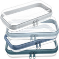 Hoolerry 4 Pcs Hard Clear Zipper Case Makeup Bags Plastic Zipper Pouch Transparent Storage Box Containers for Cosmetics, Snacks, Building Blocks, Puzzles(Clear,7.5 x 3.9 x 2 in,Morandi)