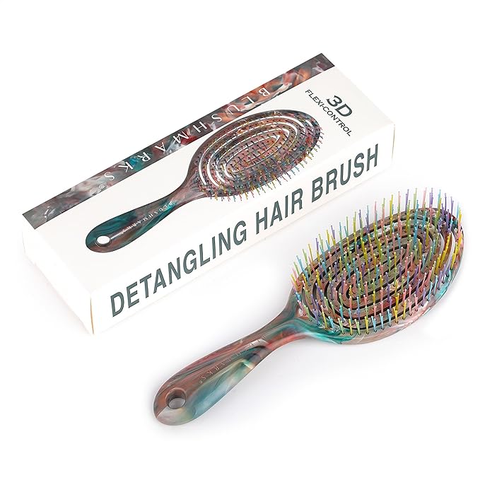 Detangling Wet Hair Brush for Thin or Straight Hair, Vented Detangler Hairbrush with Double-Layered Ultra and Soft-Nylon Bristles for Wet or Dry Hair, Gifts for Women Girls Kids