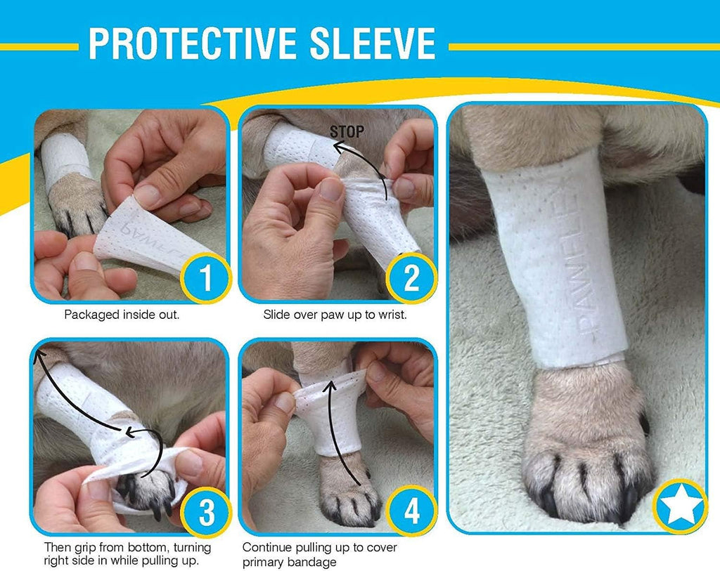 Protective Sleeve Tubular Cover - Bandages - for Dogs Cats and Other Pets First Aid Wound Care Comfortable Non-Adhesive Breathable & Water Resistant 12 Strips (yields 24-36 Covers)-(X-Small)