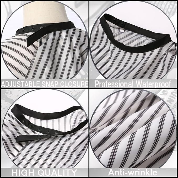 Professional Hair Cutting Cape with Adjustable Snap Closure, Salon Barber Cape,Waterproof Hairdressing Salon Cape Stripe