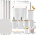 Bathroom Set - 25PC White Bathroom Set with Shower Curtain and Rugs, Bathroom Accessories Set, White Shower Curtain Set with Bathroom Trash Can