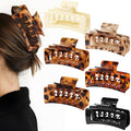 6 PCS 4.1 Inch Large Claw Clips for Thick Hair, Double Layer Teeth Tortoise Shell Rectangle Hair Clips for Hat,Strong Hold Square Big Claw Clip Non Slip Baseball Jaw Clips Hair Accessories
