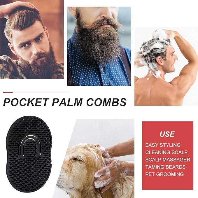 Portable Grooming Set: Plastic Massage Combs, Beard Brush, Scalp Shampoo Brush, and Pet Grooming Brushes for Home and Travel (6 Pack)