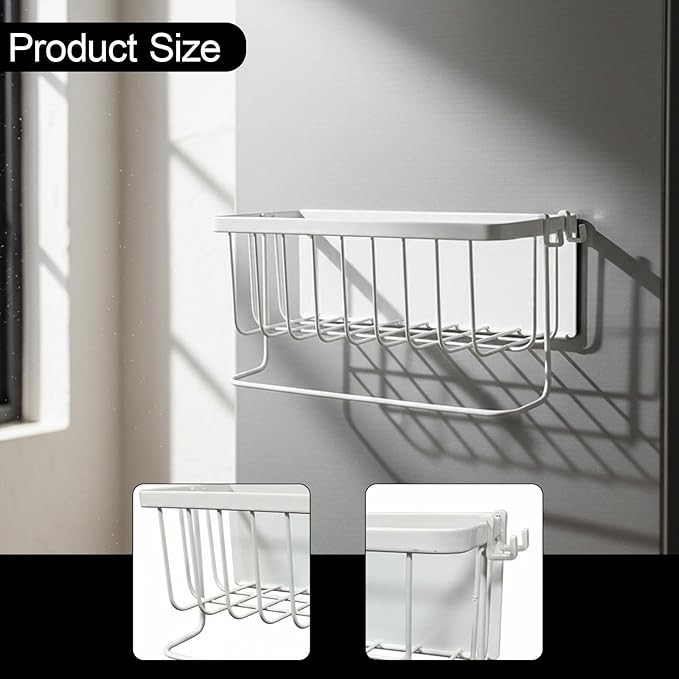Refrigerator Shelf, Storage Basket, Hanging Basket, Food Organizer Made of Stainless Steel with Easy Assembly and Versatile Use for Kitchen, Bedroom, White
