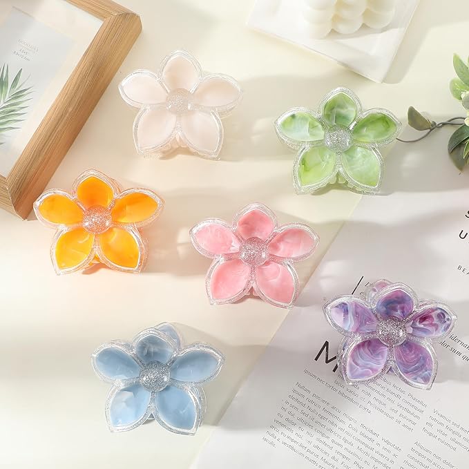 Flower Hair Clips for Women 6 Pcs Hawaiian 2026 New Large Claw Clips Plumeria Large Hair Claw Clips for Thick Thin Hair Beach Hair Accessories for Women Teens