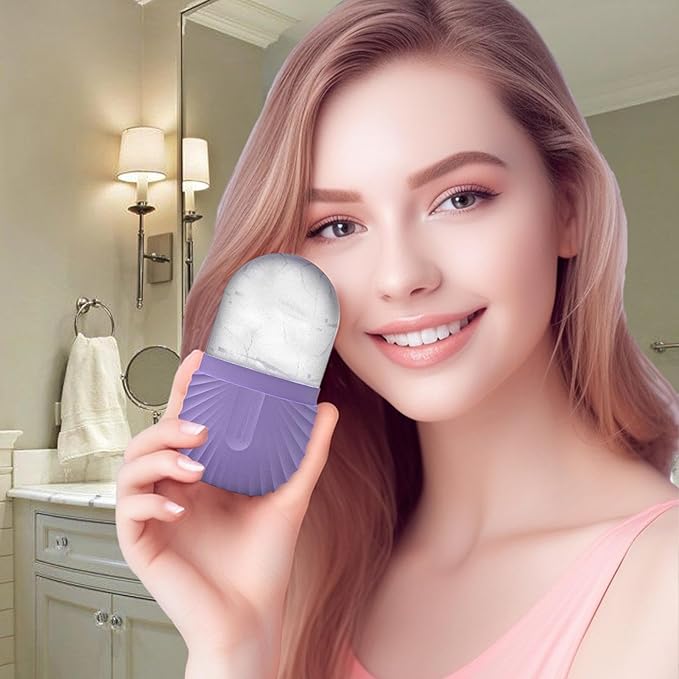 Ice Roller For Face And Eye, Reusable Ice Face Roller, Facial IceRoller, IceGlobes For Faces, Silicone Massage IceMold, IceRoller Skin Care Tool, Massage Facial Ices Tray For Women Girl (purple)