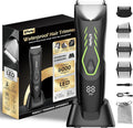 Manscape Body Hair Trimmer for Men, Pubic Groin Hair Trimmer for Men with Safe Blade, Cordless Ball Shaver w/Light, Charging Dock, Waterproof Body Groomer Man, LED Display, 1H Charge,Green