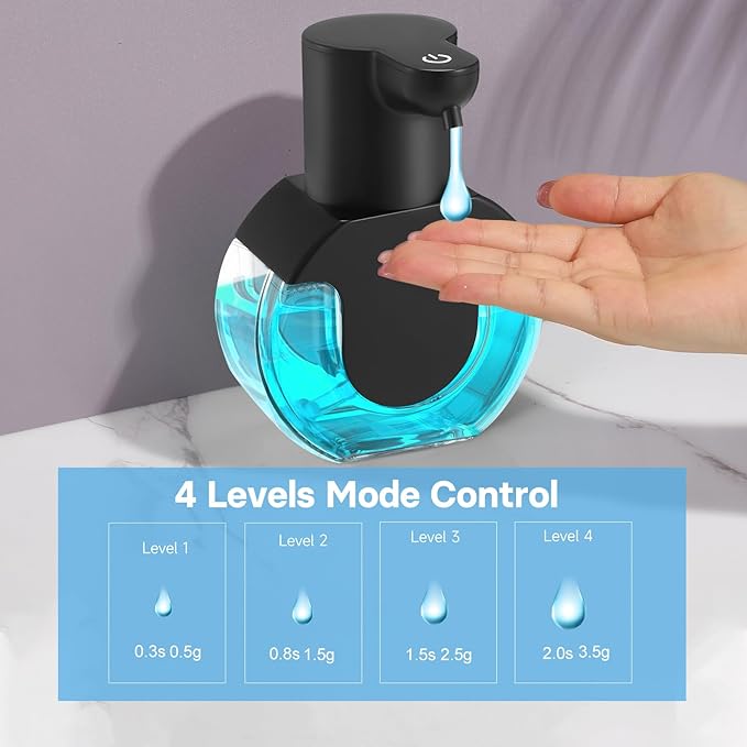 Automatic Soap Dispenser Touchless,14.2oz/420ML Auto Liquid Soap Dispenser,Rechargeabled Wall Mounted Smart Pump for Bathroom Kitchen,Black