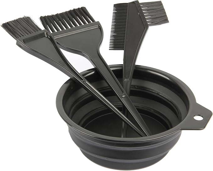 4 Pcs Hair Dye Color Brush and Bowl Set, Includes Mixing Bowl, Tint Comb and Brushes, Professional Salon Highlighting Tools for Hair Dyeing
