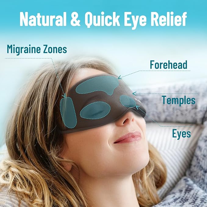 Cooling Eye Mask for Puffy Eyes, Ice Eye Pack After Surgery Relief - Reuable Cold Compress for Dry Eye - Comfortable Perfect Fit Gel Sleep Mask (Black of 3D)
