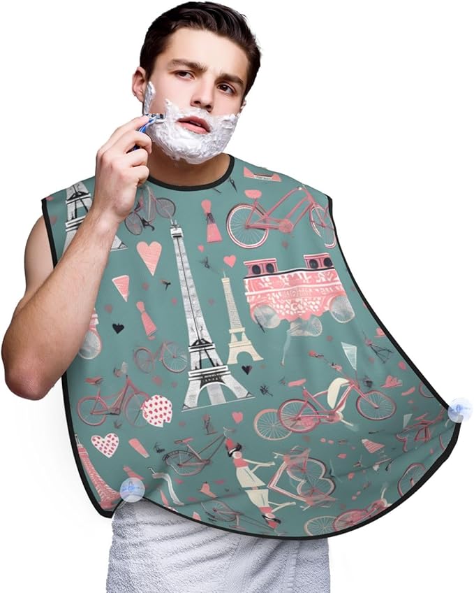 Rabbit Background Print Beard Bib Shaving Apron, Beard Hair Trimming Cape Gift For Dad