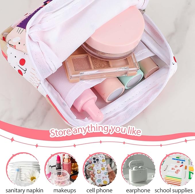 3 PCS Sanitary Pad Storage Bag Portable Period Bag for Teen Pads/Sanitary Napkins/Tampons, Sanitary Napkin Storage Bags First Period Gifts for School, Hygiene Bags Travel Containers (Pink,Grey, Blue)
