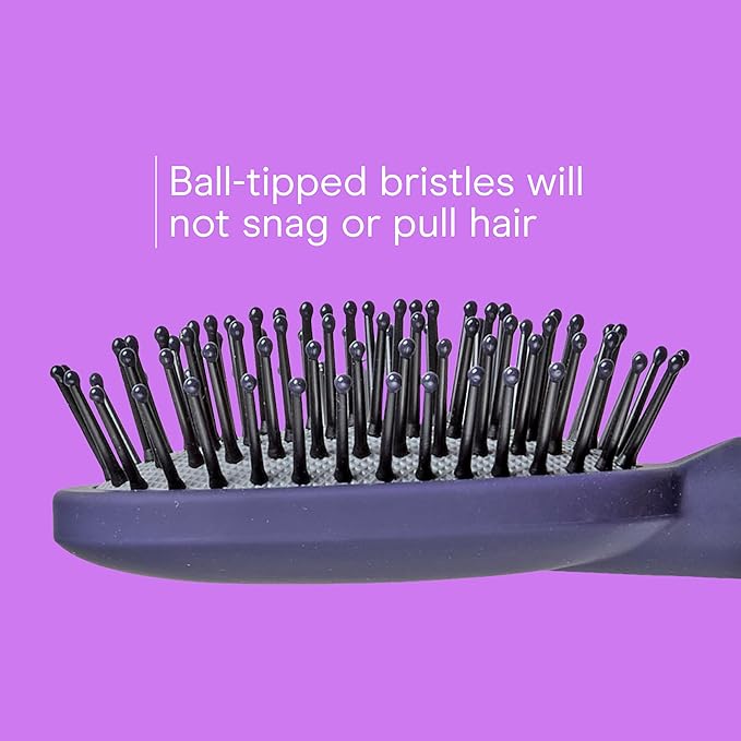 Conair Totally Smooth Mini Hair Brush, Soft-Touch Handle, Ball-Tipped Bristles for Detangling Wet or Dry Hair, Color May Vary