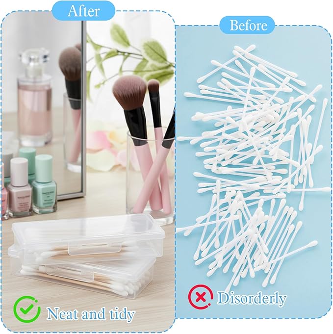 4 PCS Cotton Swab Holder for Travel, Clear Floss Pick Holder, Small Containers for Travel, Portable Storage Case for Cottons Buds Hair Ties Floss