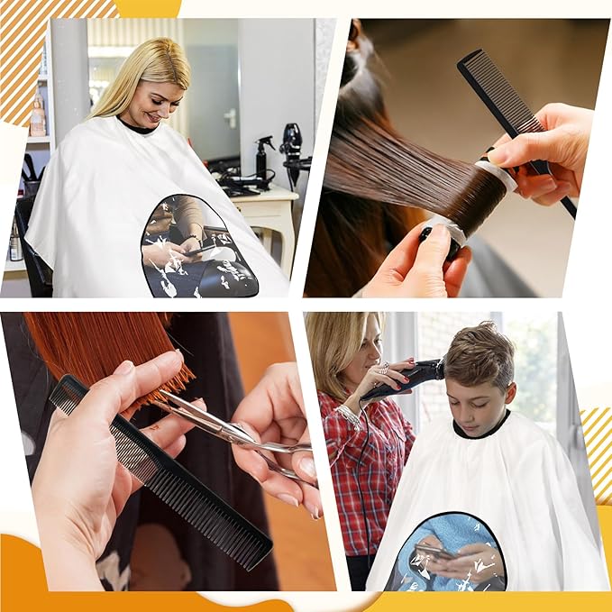 FEBSNOW Professional Barber Cape with Neck Duster Brush Large White Hair Cutting Cape with See-Through Window Salon Cape